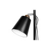 lampa podłogowa czarna z dwoma regulowanymi kloszami i złotymi elementami wykończenia