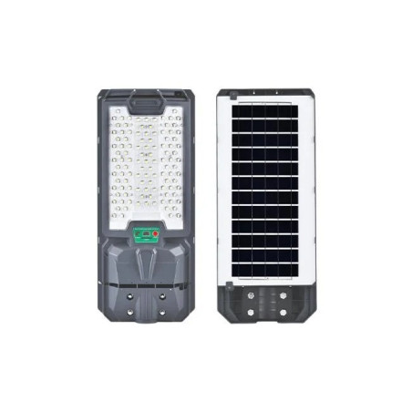 szara lampa LED solarna 200W z panelem solarnym i pilotem