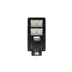 Czarna lampa solarna LED o mocy 200W z panelem słonecznym i czujnikiem ruchu
