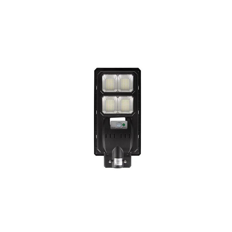 Czarna lampa solarna LED o mocy 200W z panelem słonecznym i czujnikiem ruchu