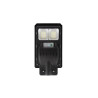 Czarna lampa LED solarna z panelem solarnym i pilotem, widok z przodu i z tyłu