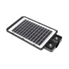 Czarna lampa LED solarna z panelem solarnym i pilotem, widok z przodu i z tyłu