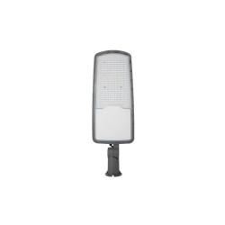 ciemnoszara lampa uliczna LED z widocznymi diodami i uchwytem montażowym