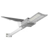 szara lampa solarna LED z panelem solarnym i pilotem IR