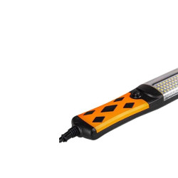 Pomarańczowo-czarna lampa robocza LED z panelem diodowym i kablem