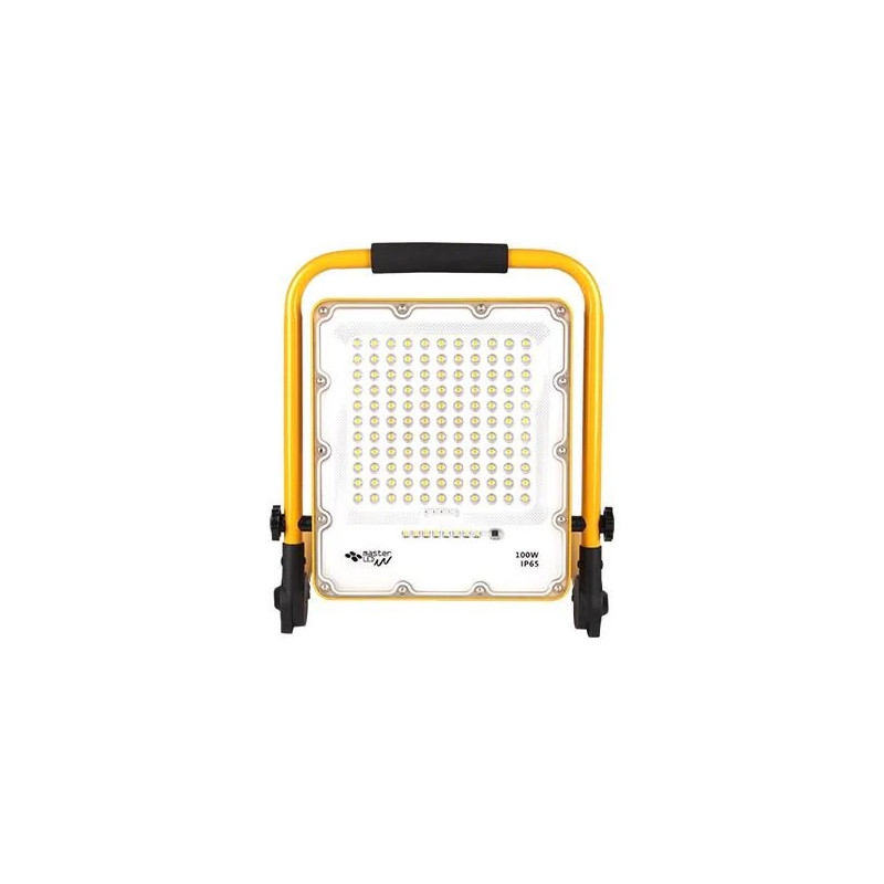 Naświetlacz LED przenośny 100W w kolorze żółto-czarnym z uchwytem