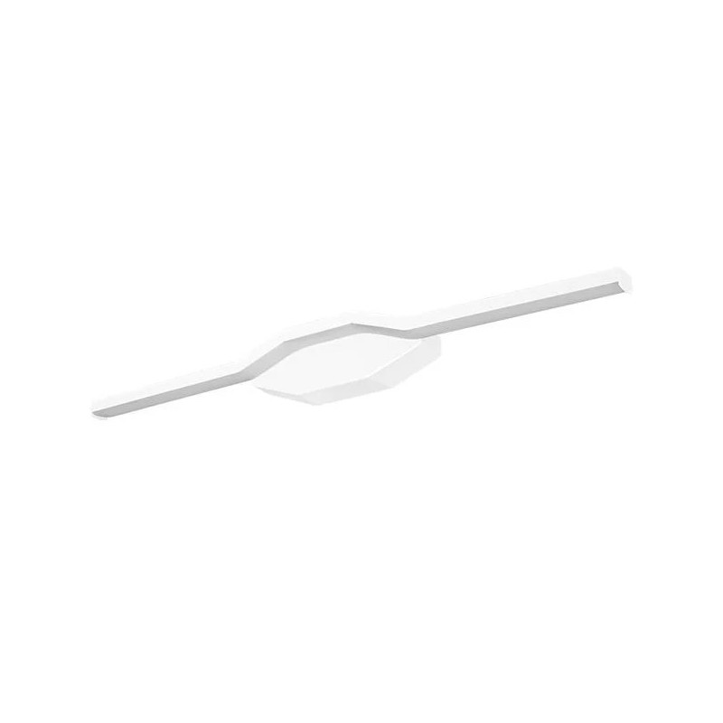 biały kinkiet LED o długości 50 cm z geometryczną podstawą