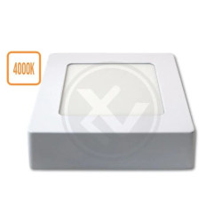 Kwadratowy biały panel LED natynkowy o wymiarach 110x110x27 mm, barwa światła 4000K