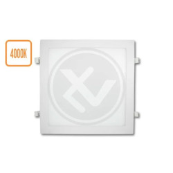 Kwadratowy panel LED o wymiarach 293x293 mm z białą ramką i neutralnym światłem 4000K