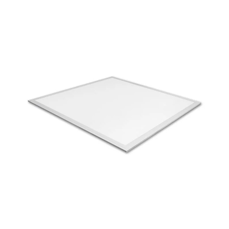 Biały panel LED o wymiarach 595x595 mm widok z bliska i z boku