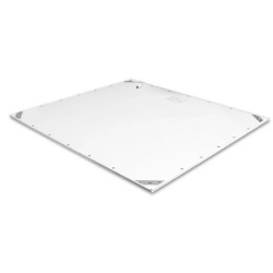 Biały panel LED o wymiarach 595x595 mm widok z bliska i z boku