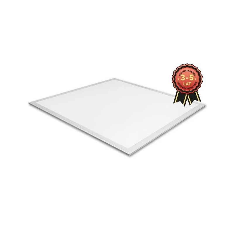 biały kwadratowy panel LED 595x595 mm z ramką, widok z góry i zbliżenia na narożniki