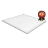 biały kwadratowy panel LED 595x595 mm z ramką, widok z góry i zbliżenia na narożniki