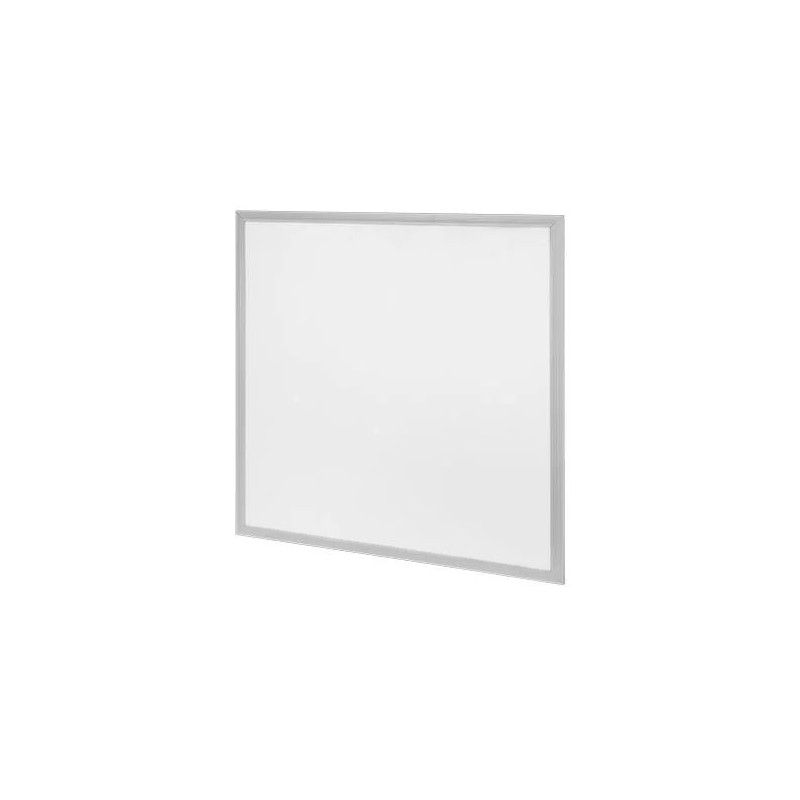 biały panel LED 595x595 mm na białym tle, widok z przodu i tyłu