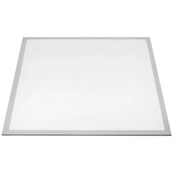 biały panel LED 595x595 mm na białym tle, widok z przodu i tyłu