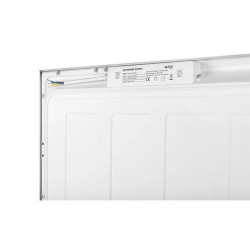 biały panel LED 595x595 mm na białym tle, widok z przodu i tyłu
