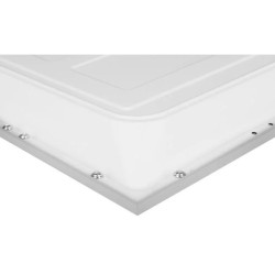 biały panel LED 595x595 mm na białym tle, widok z przodu i tyłu