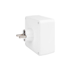 biała listwa zasilająca z 2 gniazdami 230V, 2 portami USB-A i 1 portem USB-C oraz przyciskiem włącznika