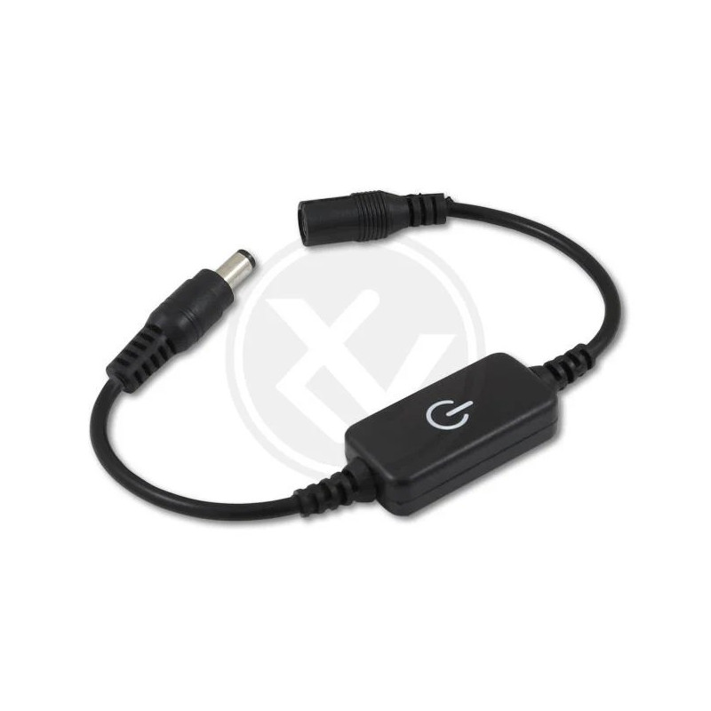 Czarny dotykowy ściemniacz LED z kablami i złączami DC 2,1/5,5 mm