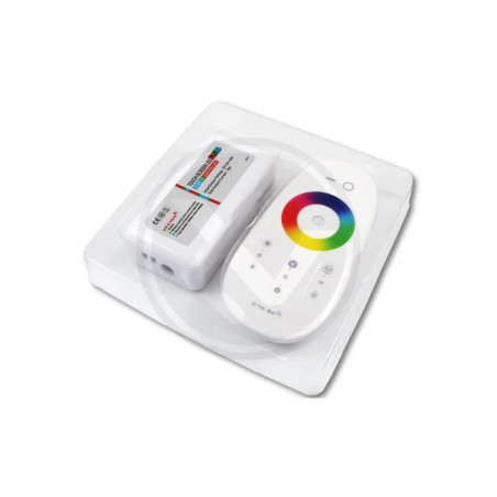 Sterownik LED RGB 216W z pilotem RF i panelem dotykowym w białej obudowie