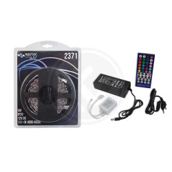 Zestaw taśmy LED RGB z kontrolerem, zasilaczem i pilotem w opakowaniu
