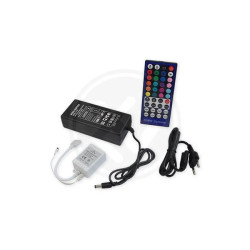 Zestaw taśmy LED RGB z kontrolerem, zasilaczem i pilotem w opakowaniu