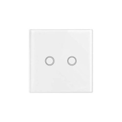 biały podwójny włącznik dotykowy szklany panel z podświetleniem