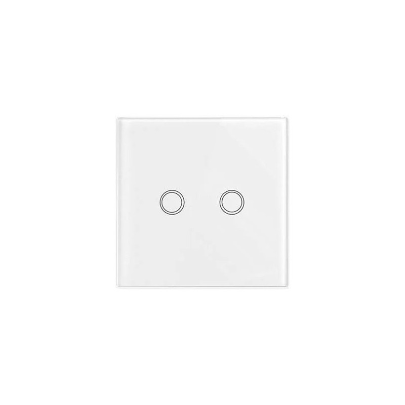 biały podwójny włącznik dotykowy szklany panel z podświetleniem