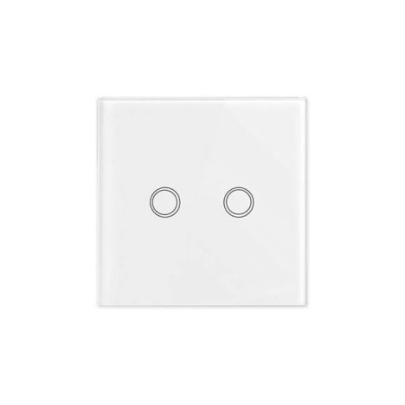 biały podwójny włącznik dotykowy szklany panel z podświetleniem