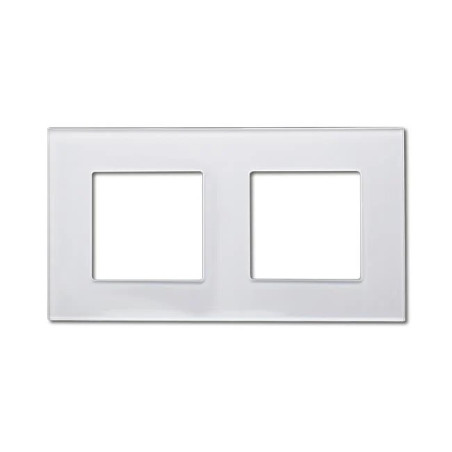 Biała szklana ramka podwójna o wymiarach 157x86 mm do montażu dwóch modułów