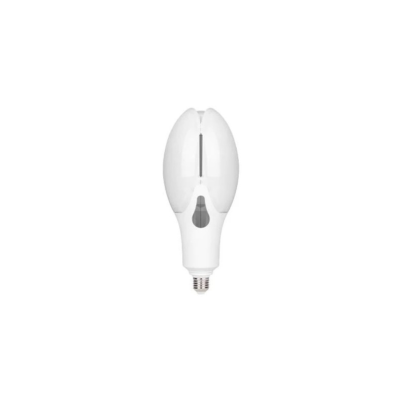 biała żarówka LED 80W z gwintem E27 i adapterem E40, widok z boku i z góry