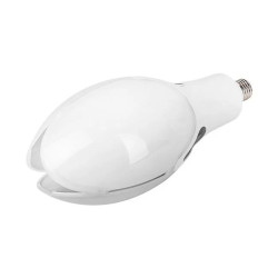 biała żarówka LED 80W z gwintem E27 i adapterem E40, widok z boku i z góry