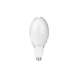 biała żarówka LED 80W z gwintem E27 i adapterem E40, widok z boku i z góry