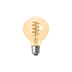 Żarówka LED w kształcie kuli z bursztynową bańką i metalowym trzonkiem E27