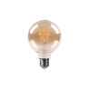 żarówka LED w kształcie kuli z filtrem amber i widocznymi elementami filamentu na gwint E27