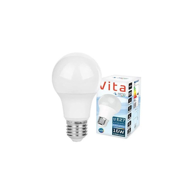 Biała żarówka LED z trzonkiem E27 i opakowaniem producenta