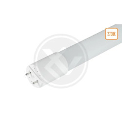 biała tuba LED T8 120 cm z dwoma metalowymi pinami, ciepła barwa 2700 K