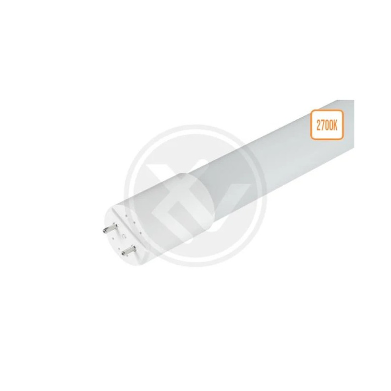 biała tuba LED T8 120 cm z dwoma metalowymi pinami, ciepła barwa 2700 K