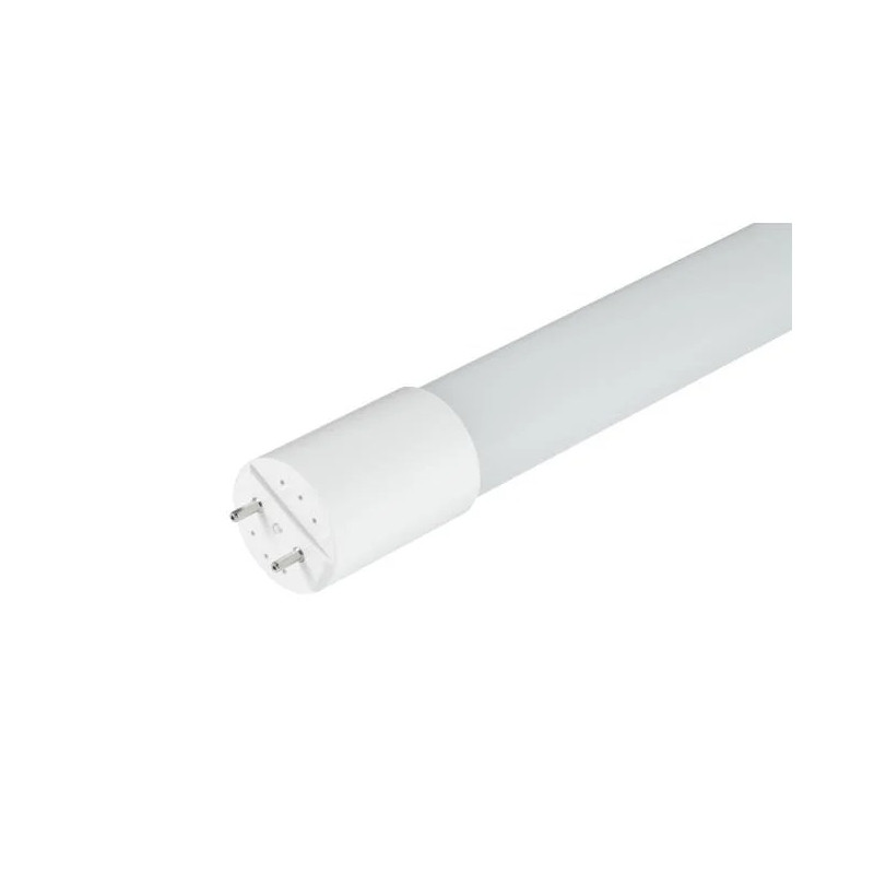 biała tuba LED 120 cm z dwoma pinami i mlecznym kloszem