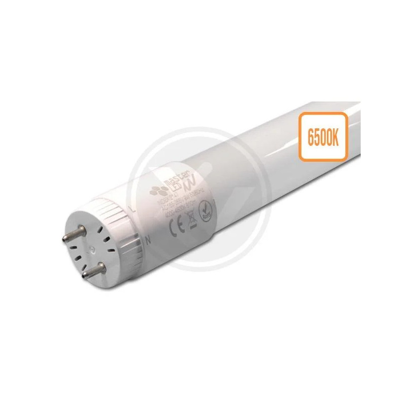 biała tuba LED T8 120 cm z dwustronnym zasilaniem i oznaczeniem 6500K