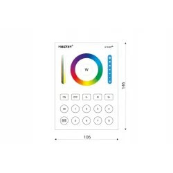 biały pilot panel dotykowy RGB+CCT z 16 przyciskami i kolorowym kołem