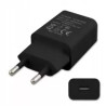 Czarny zasilacz wtyczkowy z pojedynczym portem USB