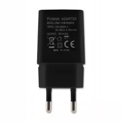 Czarny zasilacz wtyczkowy z pojedynczym portem USB