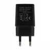Czarny zasilacz wtyczkowy z pojedynczym portem USB