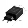 Czarny zasilacz wtyczkowy 5V 3A z portem USB DC