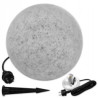 Lampa ogrodowa kula 35 cm w kolorze białym z polietylenu imitującego kamień, kabel z wtyczką i czarny szpikulec