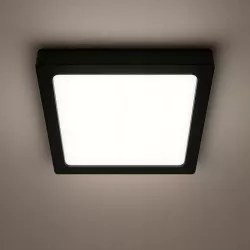 czarny kwadratowy panel LED natynkowy o neutralnej barwie światła 4000K