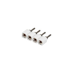 Złączka 4-pin do taśmy LED wtyk gniazdo Vipelectro model 4388, biały plastik, metalowe styki