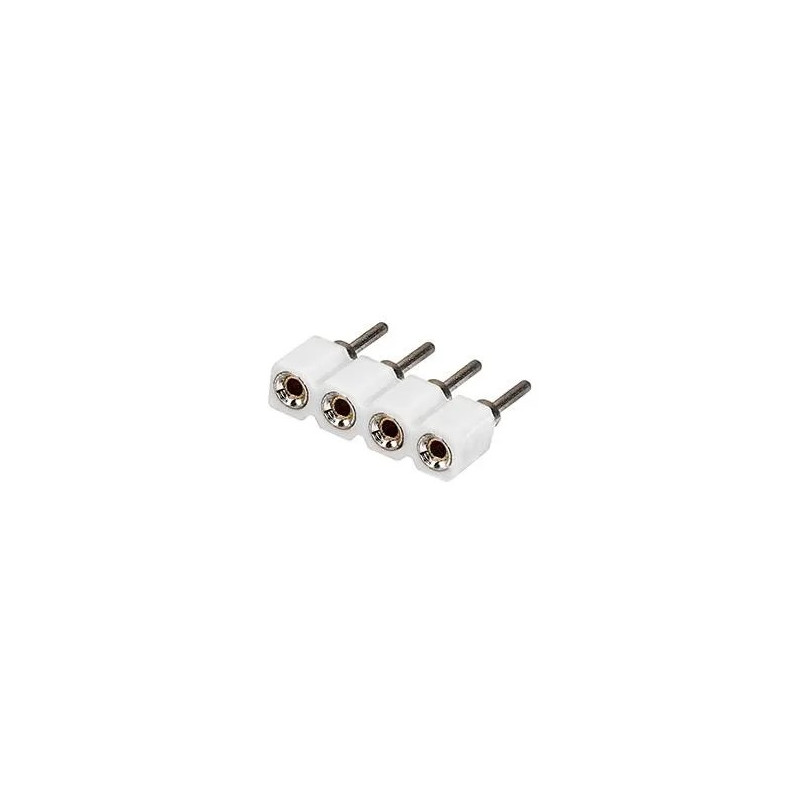 Złączka 4-pin do taśmy LED wtyk gniazdo Vipelectro model 4388, biały plastik, metalowe styki