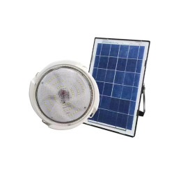 biały plafon LED z panelem solarnym i pilotem